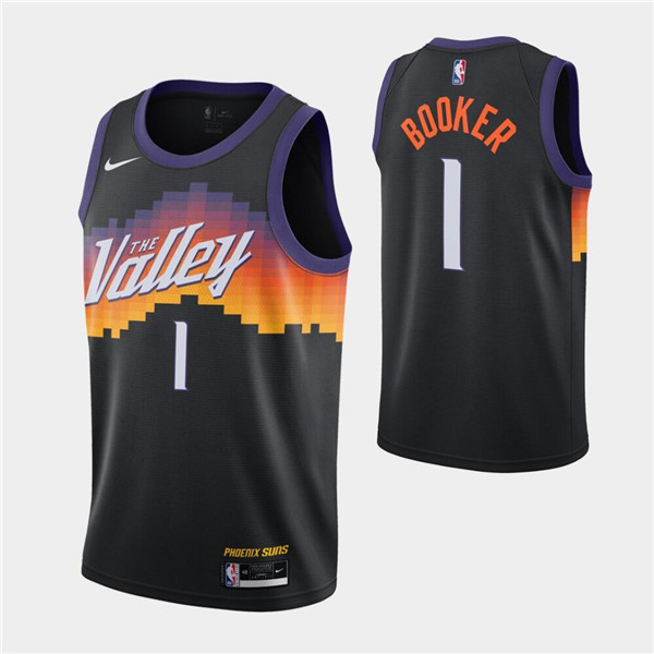 Men's Phoenix Suns #1 Devin Booker Black City Edition Stitched Jersey